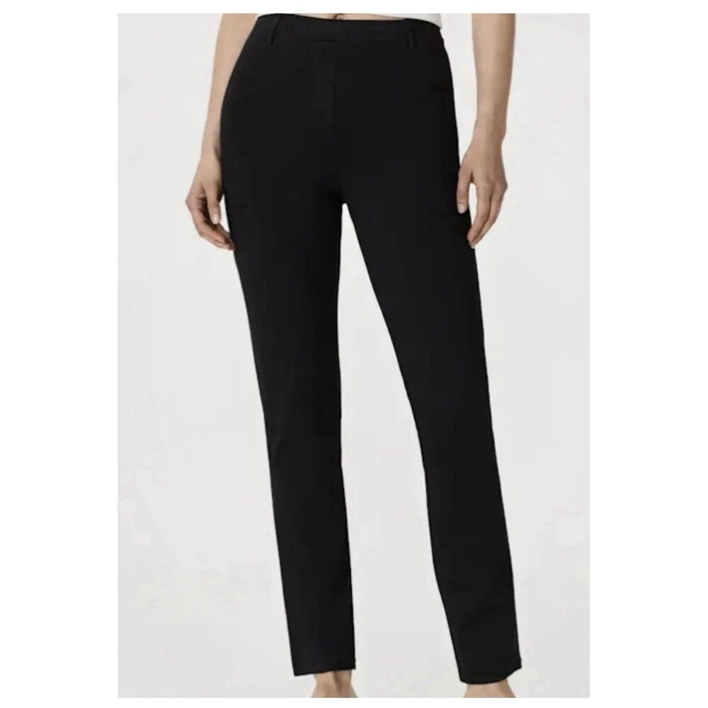 NWT Quince Womens XL Black Stretch Dress Pants Straight‎ Leg Pull On Trousers